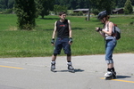 Inline skating for beginners, indoor at bad weather