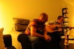 and as more wine went in...the guitar came out. Photo